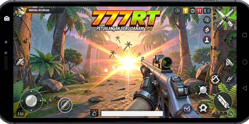 Screenshot menampilkan aksi seru dalam gameplay TPS 777RT.