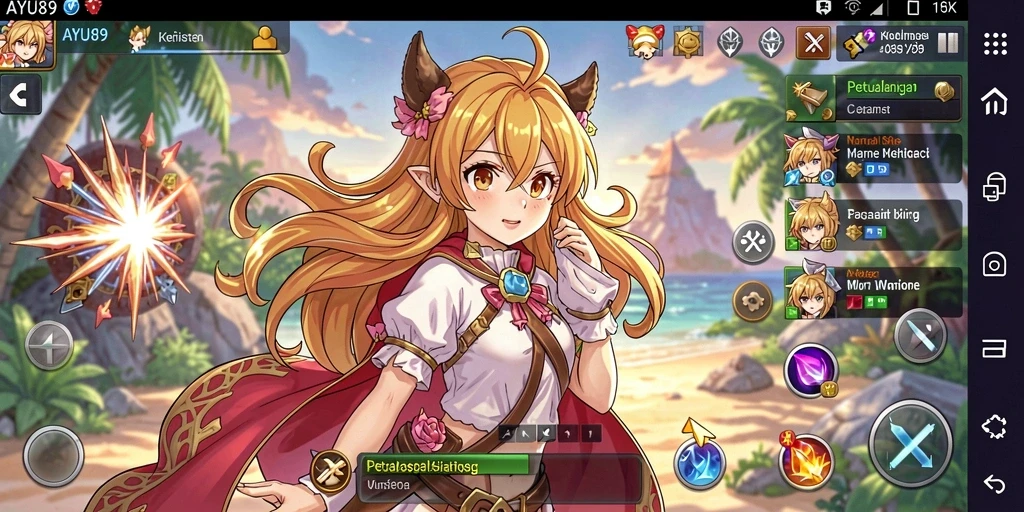 Tangkapan layar AYU89 menampilkan pertempuran seru karakter Anime.
