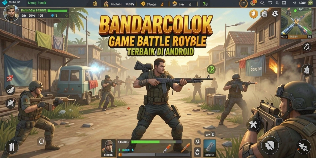 Screenshot BANDARCOLOK menampilkan pertempuran epik dalam gameplay Battle Royale.