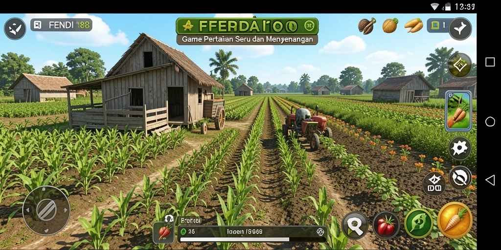 Tampilan gameplay seru di FENDI188 dengan aktivitas bertani.