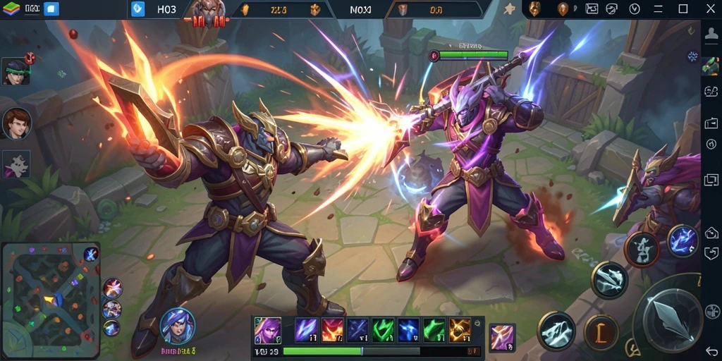 Tampilan gameplay seru dan dinamis dalam H03 di arena MOBA.