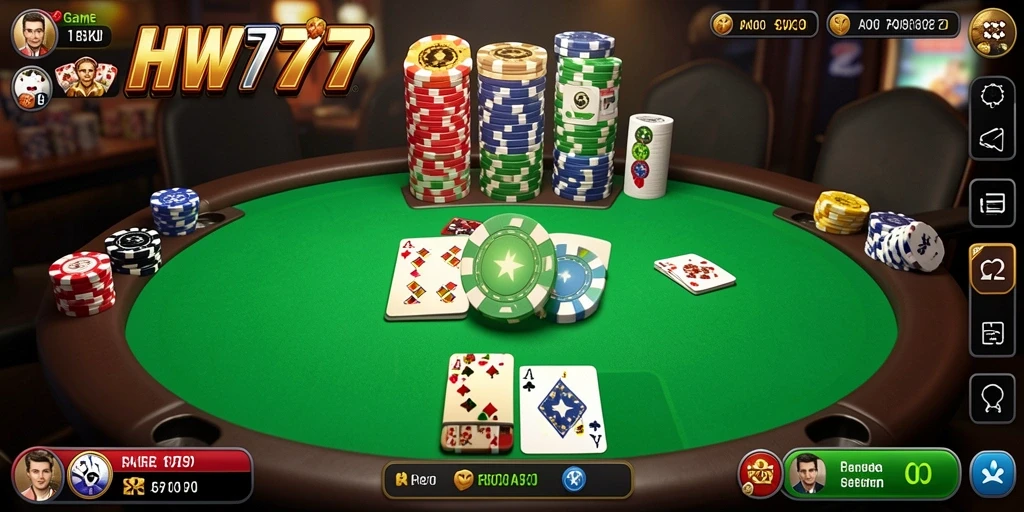 Tangkapan layar HW777 menampilkan gameplay seru dari permainan Poker.