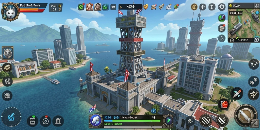 Tampilan gameplay K234 dengan menara pertahanan yang siap menghadapi musuh.