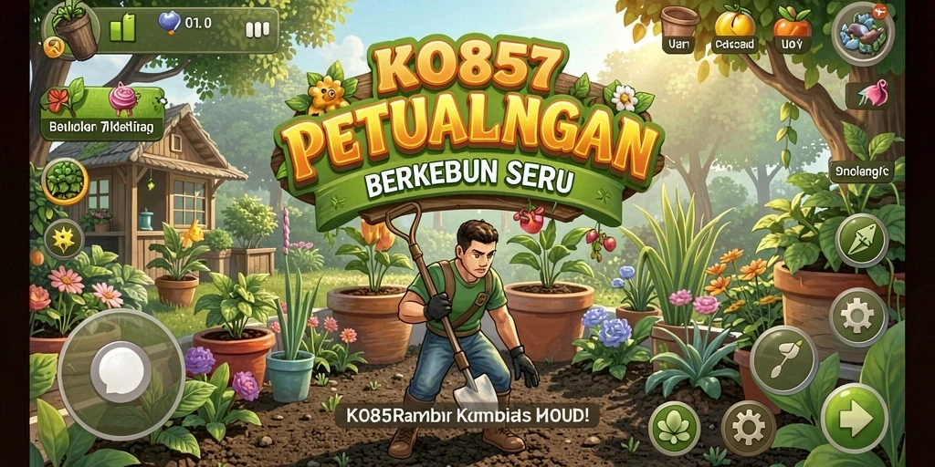 Tampilan gameplay menarik di KO857 menampilkan ladang yang subur dan aktivitas bertani.