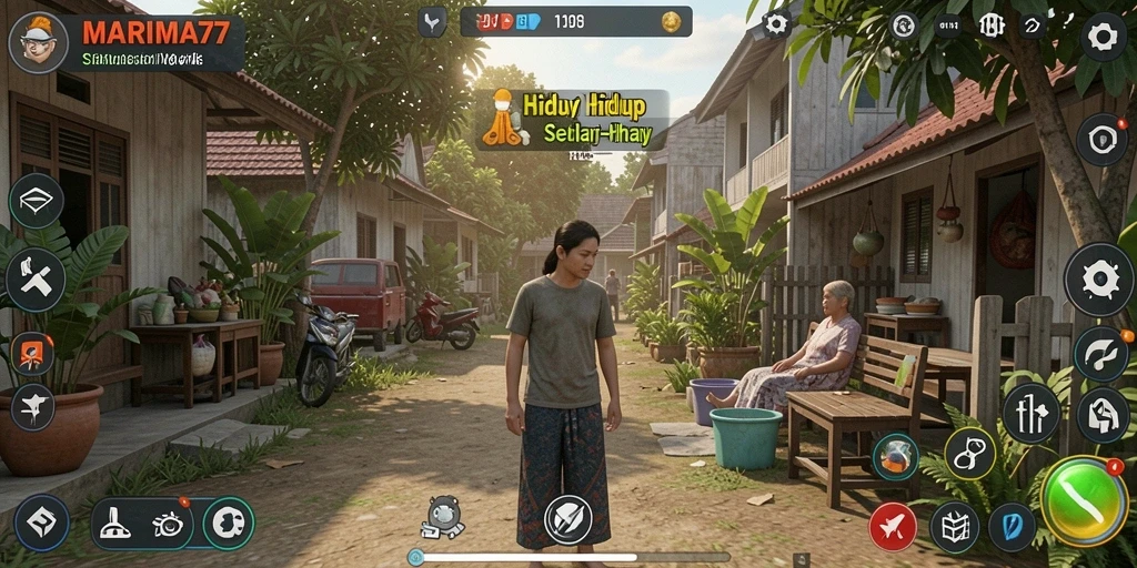 Tangkapan layar gameplay <strong>MARIMA77</strong> menunjukkan pengalaman simulasi yang mendalam.