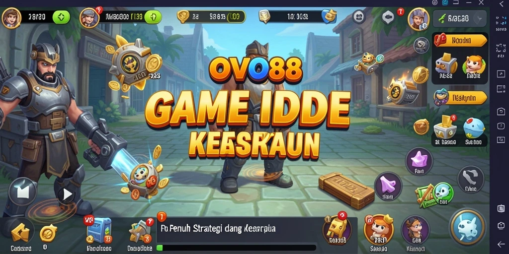 Tampilan gameplay OVO88 yang memperlihatkan berbagai karakter dan aktivitas dalam game Idle.