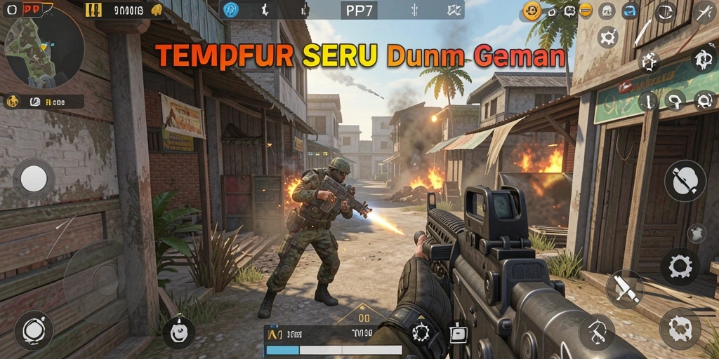 Screenshot permainan PP7 dengan aksi menegangkan.