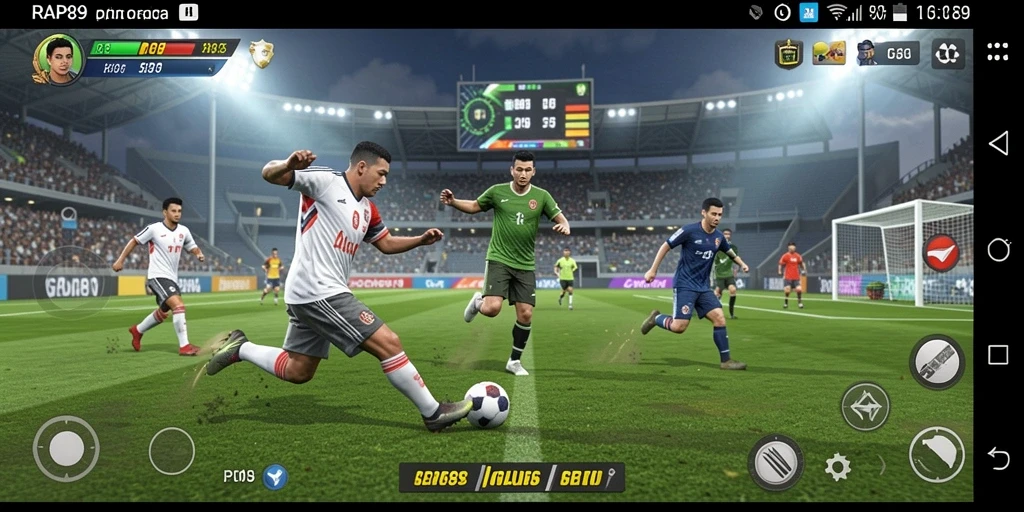 Tampilan gameplay seru dalam RAP89 yang menampilkan aksi olahraga.