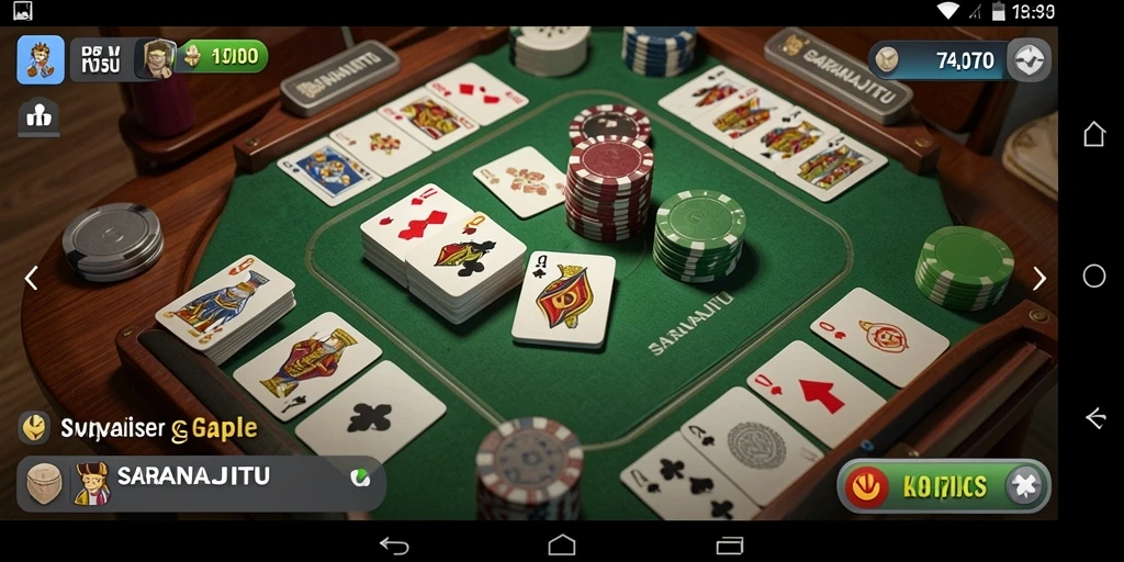 Screenshot SARANAJITU menunjukkan gameplay Gaple yang seru dan interaktif.